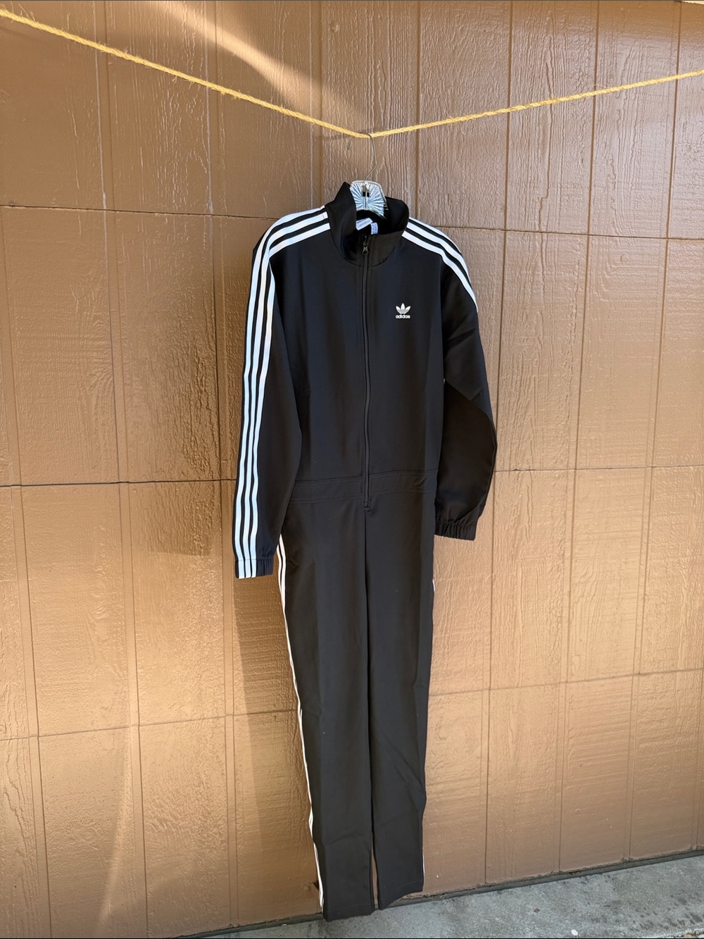 Adidas Black Jumpsuit with White Three-Stripes